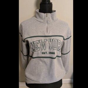 Vinyl Icons Embroidered Vintage Y2K New York Quarter Zip Sweatshirt  Womens Sz M